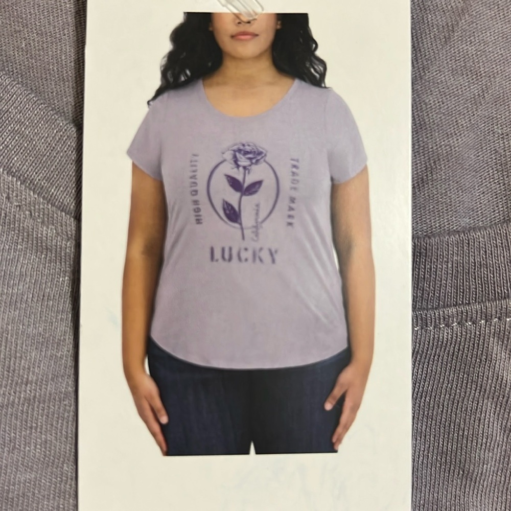 NWT Lucky Brand Women's Butterfly Graphic T-Shirt, minimal grey butter soft‎ S L